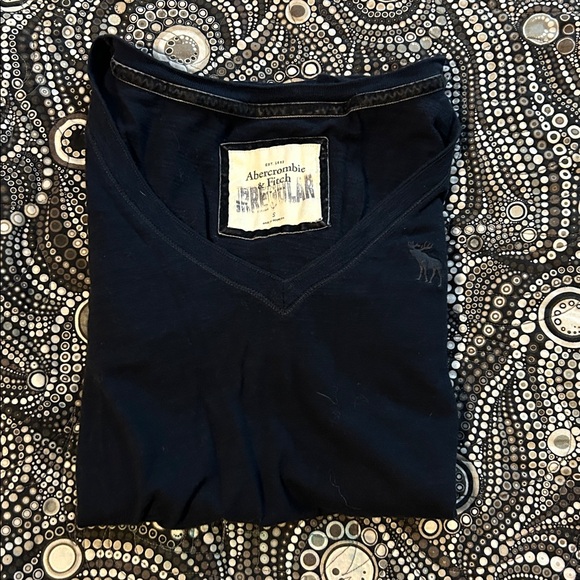 Abercrombie & Fitch Womens S Navy Blue V-Neck Long Sleeve Shirt - Picture 3 of 6